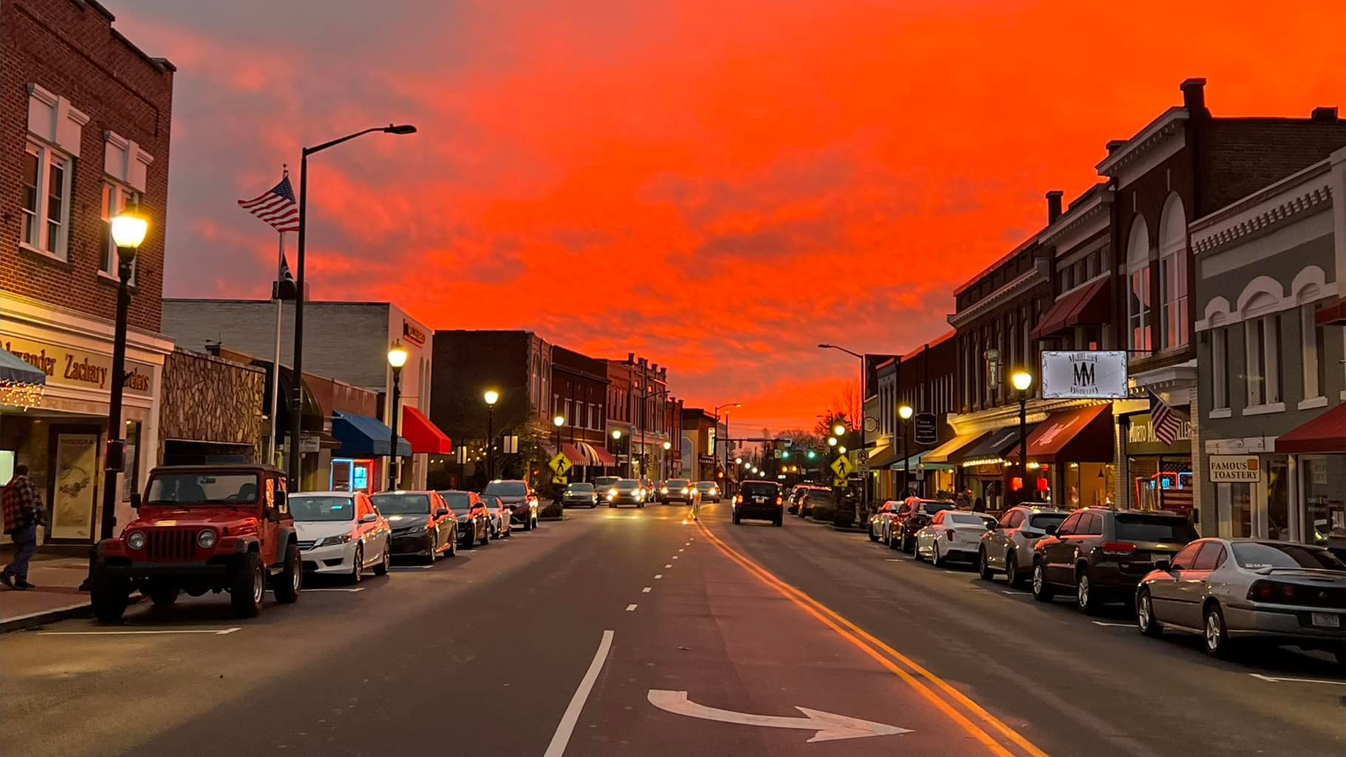 Downtown and lakefront views around Mooresville, North Carolina